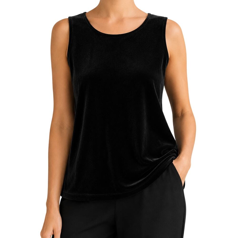 Giorgio Sant' Angelo 1X Black Velour Tank Shell Stretch Minimalist Top